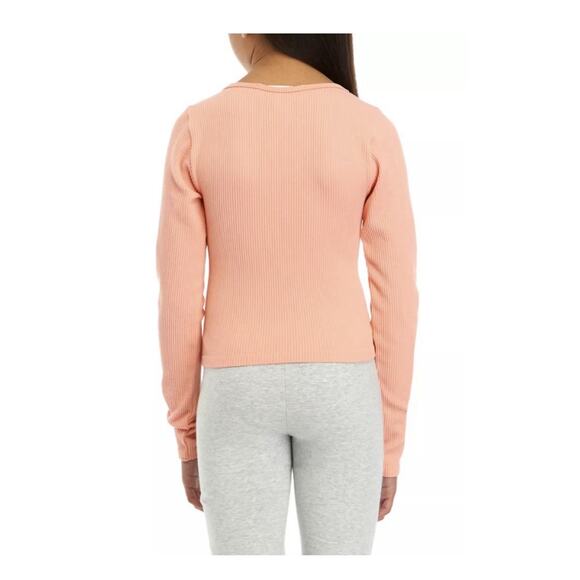 Pink Republic Peach Scoop Neck Seamless Girls Long Sleeve Tee Top Size L 14 - Picture 2 of 5